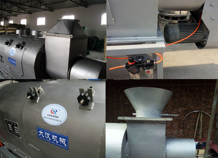 氣旋篩：電機，進料口，氣壓裝置等特寫圖片