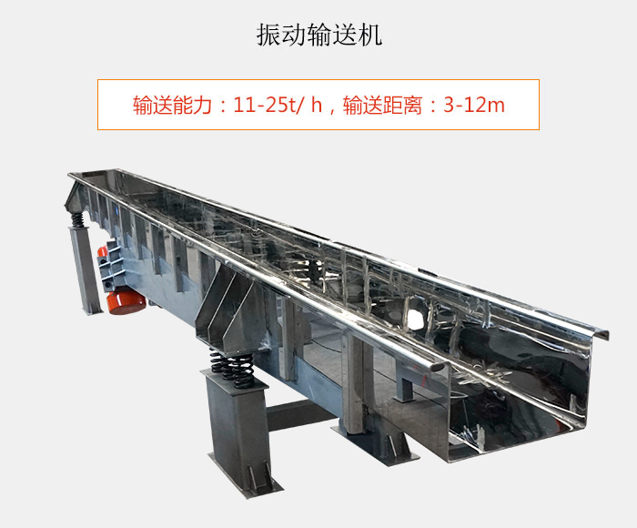 振動(dòng)輸送機(jī)：輸送能力：11-25t/ h，輸送距離：3-12m