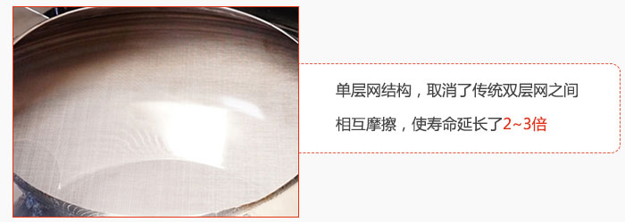 單層網結構，取消了傳統雙層網之間相互摩擦，使壽命延長了2~3倍