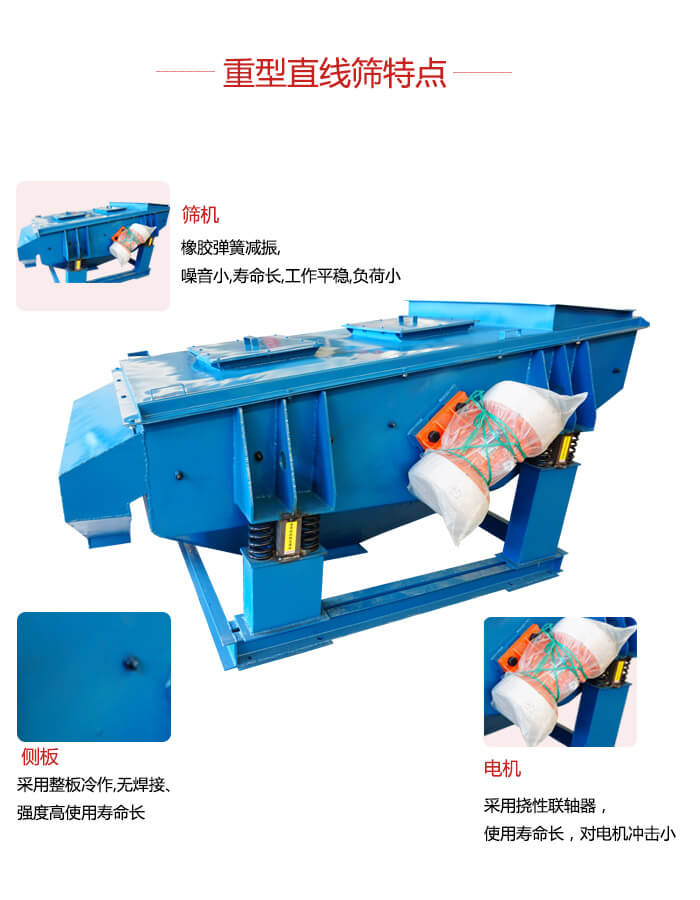 重型直線篩：篩機，側板，電機展示圖