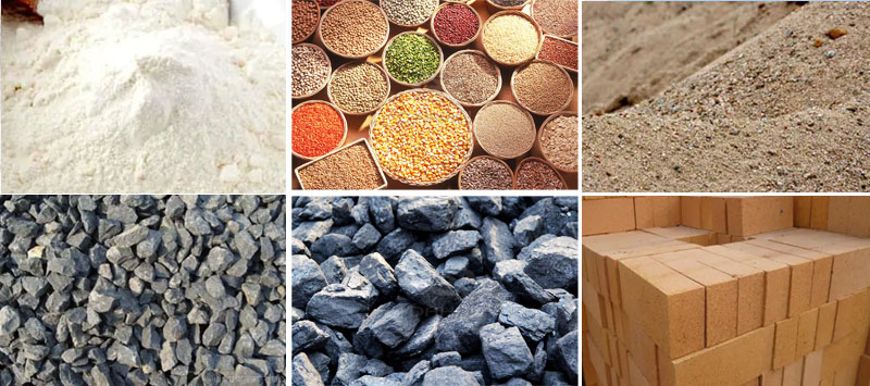 風(fēng)冷式直線振動篩可篩分物料有：耐火材料，糧食，沙土，石子等。