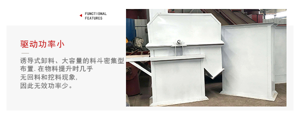 TD型斗式提升機(jī)驅(qū)動(dòng)力小，無(wú)回料等特點(diǎn)展示圖。