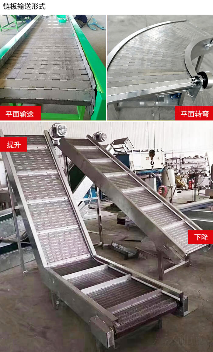 鏈板輸送機平面輸送，平面拐彎，提升等運行現(xiàn)場圖片